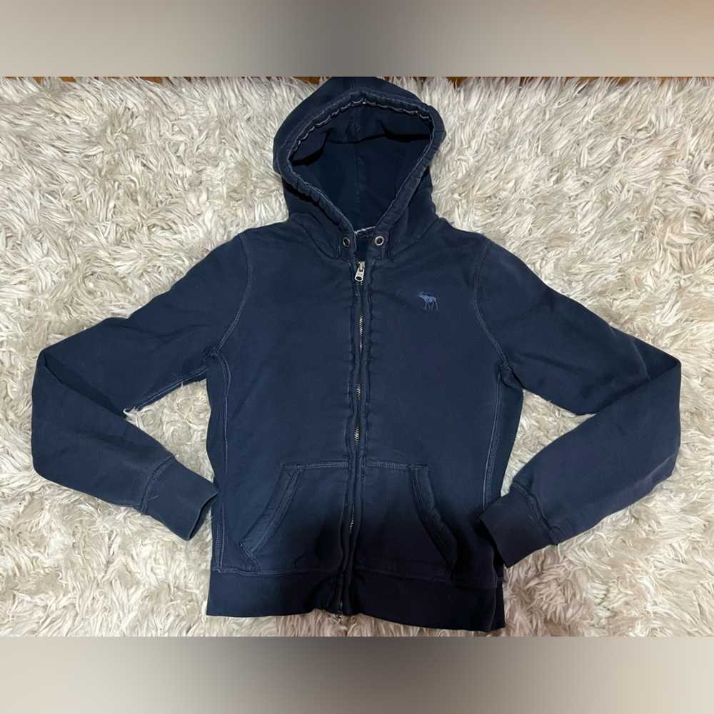 Abercrombie & Fitch Navy Zip Up Hoodie Sweatshirt - Juniors Small-Medium